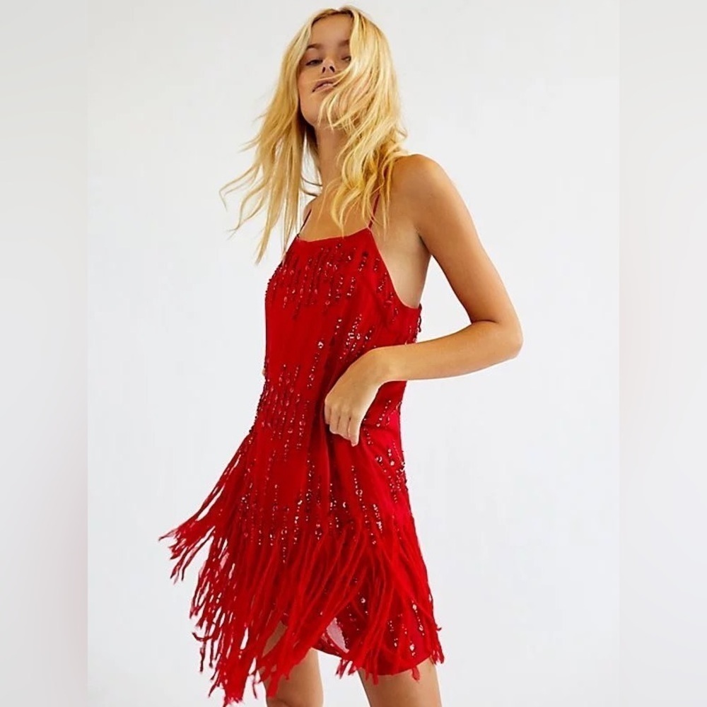 New Free People
Crystal Clear Embellished Fringe Dress​​​​​
